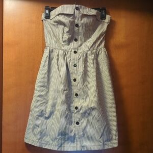 Cooperative Black and White Striped Strapless Dress